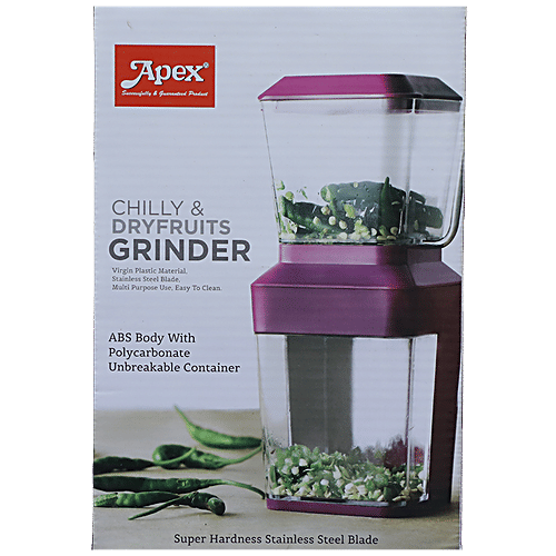 Apex Chilly & Dry Fruit Grinder Stainless Steel Blade - ABS Body, Unbreakable Container, 1 pc  