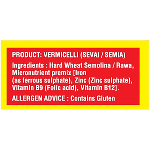 Bambino Vermicelli, 80 g  Made From Sooji Rawa, Hard wheat Semolina, Rich In Protein