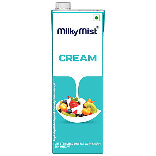 Milky Mist Cream - UHT Sterilized Low Fat Dairy, 25% Milk Fat, 1 L Dairy Cream, Low Fat Cream, UHT Cream, 25% Milk Fat