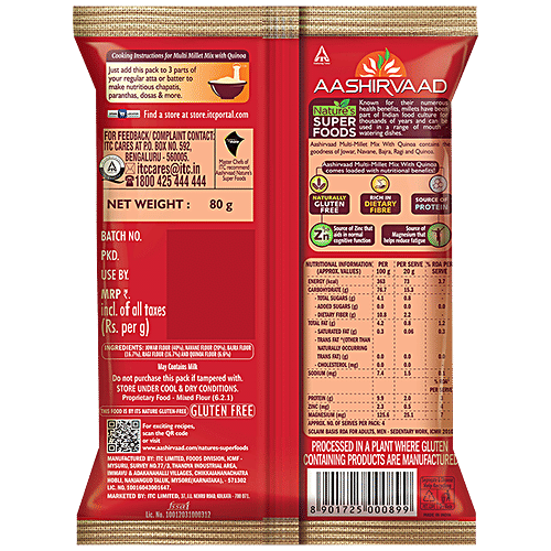 Aashirvaad Multi-Millet Mix With Quinoa - Mixed Flour, Rich In Fibre & Protein, 80 g  