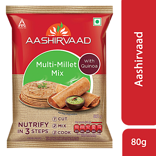 Aashirvaad Multi-Millet Mix With Quinoa - Mixed Flour, Rich In Fibre & Protein, 80 g  
