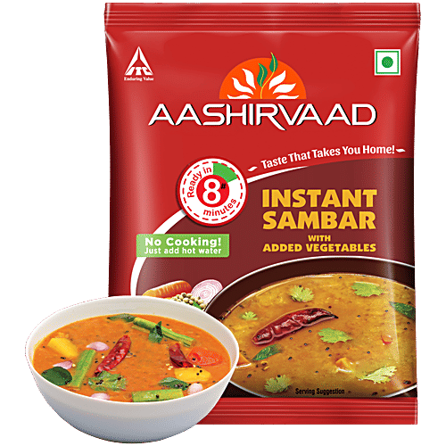 Aashirvaad Instant Sambar - With Added Vegetables, 30 g Pouch Goodness of Dals, No Added Preservatives, Ready in 8 Minutes