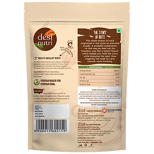 Desi Nutri Multi Millet Roti Mix - Rich In Calcium & Fibre, 450 g  