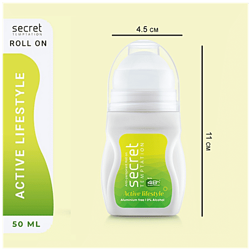 Secret Temptation Deodorant Roll - Active Lifestyle & Brightening, For Women, 0% Alcohol, 50 ml (Pack of 3) 