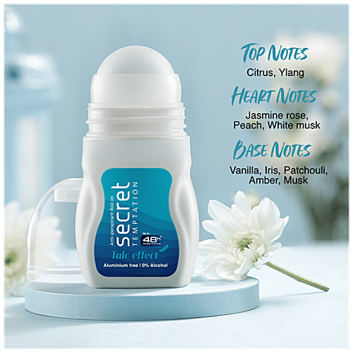 Secret Temptation Deodorant Roll - Talc Effect, For Women, Refreshing & Longlasting Fragrance, 50 ml  