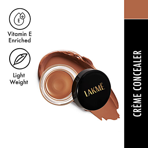 Lakme Absolute Creme Concealer - Evens Out Your Skin, Conceals Dark Spots & Blemishes, 9 g 38 Walnut