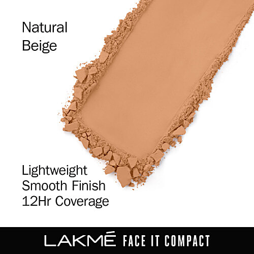 Lakme Forever Matte Compact, 9 g Natural Beige Smooth Finish, Lasts for 12 Hours, Even Toned Look