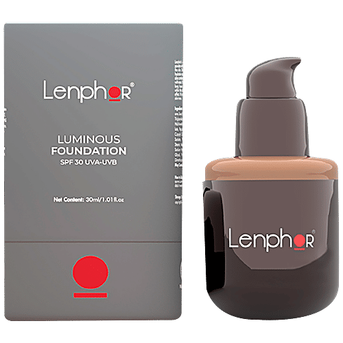 Lenphor Luminous Liquid Foundation - SPF 30, UVA-UVB Protection, Long-Lasting, Anti-Ageing, 30 ml Beige 03 