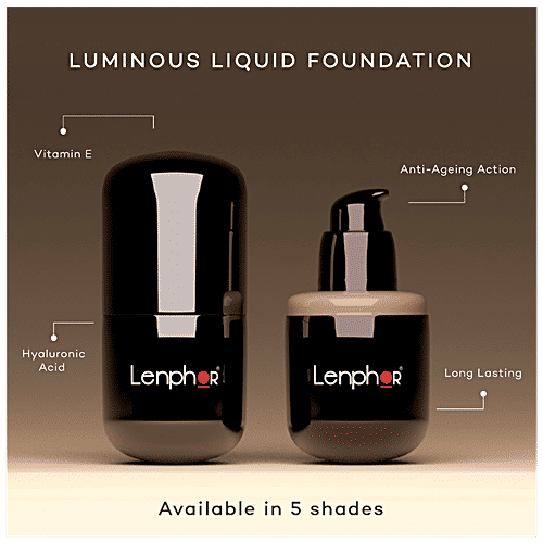 Lenphor Luminous Liquid Foundation - SPF 30, UVA-UVB Protection, Long-Lasting, Anti-Ageing, 30 ml Beige 03 