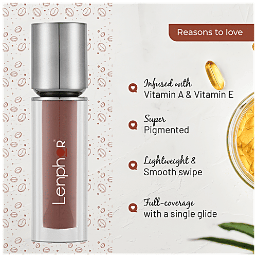 Lenphor Colour Me Up Liquid Lipstick - Super Pigmented, Long-Lasting, Transfer Proof, 2 ml Brown Espresso 014