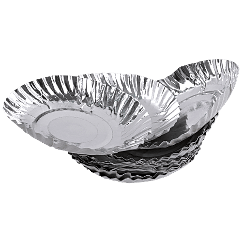 Nabhas Paper Plate - 15 cm, Round, Eco-Friendly, Silver, 25 pcs  