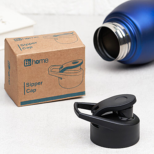 bb home Bottle Sipper Cap - Black, Polypropylene, Light-weighed, Durable, Classy-looking, 1 pc  