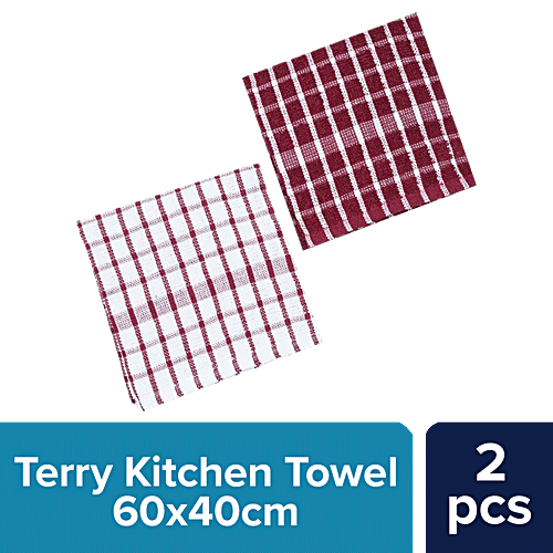 Buy BB Home Kitchen Towel Terry, Maroon, 60 x 40 cm, Large Online at