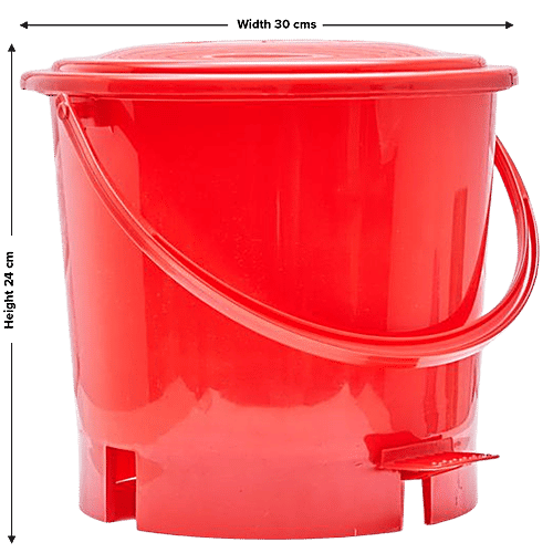 bb home Plastic Pedal Dustbin / Trash Can / Garbage Waste Bin - With Lid For Home, Kitchen, Bathroom, Office, Red, Medium Size, 7 L  