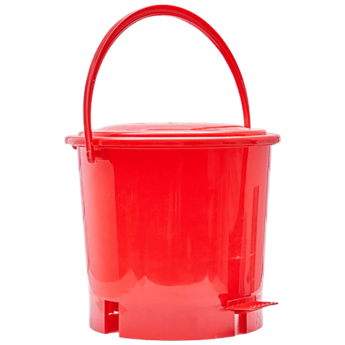 bb home Plastic Pedal Dustbin / Trash Can / Garbage Waste Bin - With Lid For Home, Kitchen, Bathroom, Office, Red, Medium Size, 7 L  