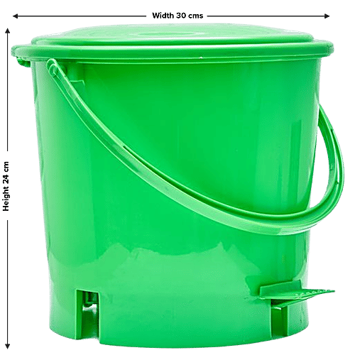 bb home Plastic Pedal Dustbin / Trash Can / Garbage Waste Bin - With Lid For Home, Kitchen, Bathroom, Office, Green, Medium size, 7 L