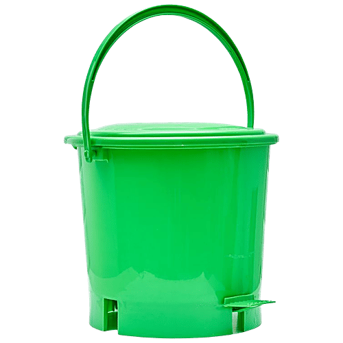 bb home Plastic Pedal Dustbin / Trash Can / Garbage Waste Bin - With Lid For Home, Kitchen, Bathroom, Office, Green, Medium size, 7 L