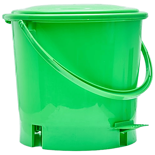 bb home Plastic Pedal Dustbin / Trash Can / Garbage Waste Bin - With Lid For Home, Kitchen, Bathroom, Office, Green, Medium size, 7 L