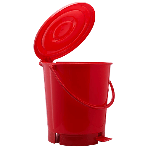 bb home Plastic Pedal Dustbin / Trash Can / Garbage Waste Bin - With Lid For Home, Kitchen, Bathroom, Office, Red, Medium size, 13 L