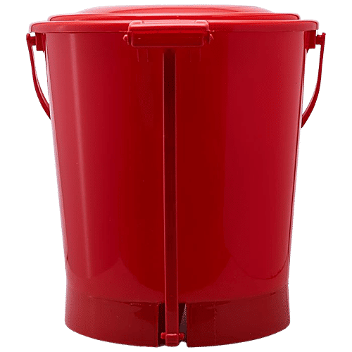 bb home Plastic Pedal Dustbin / Trash Can / Garbage Waste Bin - With Lid For Home, Kitchen, Bathroom, Office, Red, Medium size, 13 L