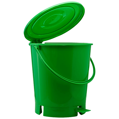 bb home Plastic Pedal Dustbin / Trash Can / Garbage Waste Bin - With Lid For Home, Kitchen, Bathroom, Office, Green, Medium size, 13 L  