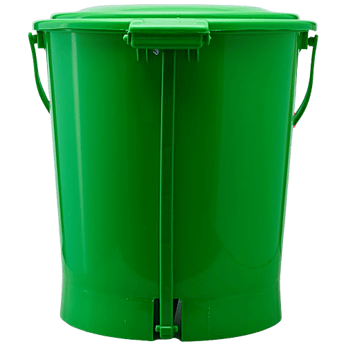 bb home Plastic Pedal Dustbin / Trash Can / Garbage Waste Bin - With Lid For Home, Kitchen, Bathroom, Office, Green, Medium size, 13 L  