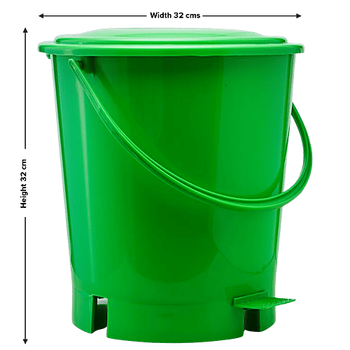 bb home Plastic Pedal Dustbin / Trash Can / Garbage Waste Bin - With Lid For Home, Kitchen, Bathroom, Office, Green, Medium size, 13 L  
