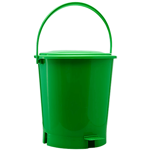 bb home Plastic Pedal Dustbin / Trash Can / Garbage Waste Bin - With Lid For Home, Kitchen, Bathroom, Office, Green, Medium size, 13 L  