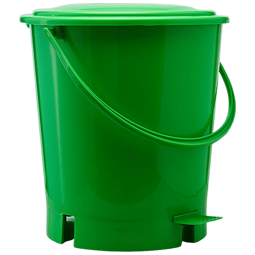 bb home Plastic Pedal Dustbin / Trash Can / Garbage Waste Bin - With Lid For Home, Kitchen, Bathroom, Office, Green, Medium size, 13 L  