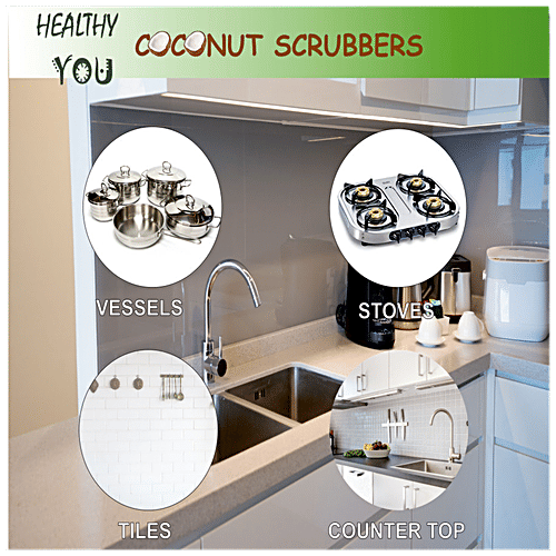 Healthy You Coconut Kitchen Scrubbers - Natural, Eco Friendly & De-Composable, Small Size, 1 pc