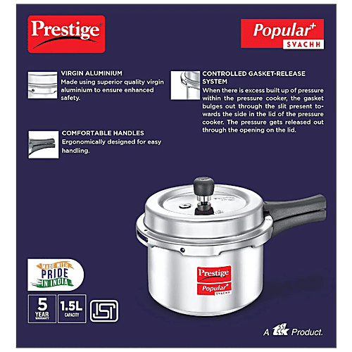 Buy Prestige Aluminium Outer Lid Pressure Cooker Gas & Induction Base, With Handle, Silver
