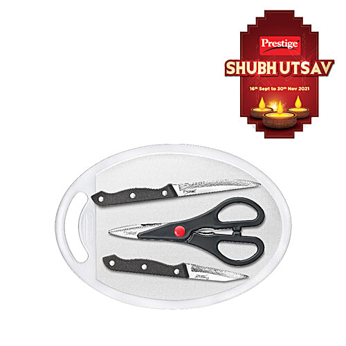 Buy Prestige TruEdge Knife Set Utility Knife, Pairing Knife, Scissors & Board Online at Best