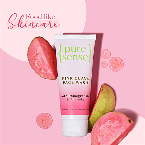 Pure Sense Pink Guava Face Wash - Pomegranate & Thanaka, Gently Cleanses Skin, 100 g  