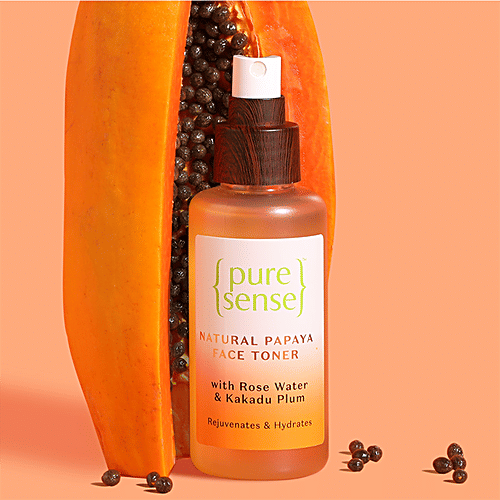 Pure Sense Natural Papaya Face Toner - Rose Water & Kakadu Plum, Rejuvenates, Hydrates Skin, 100 ml  