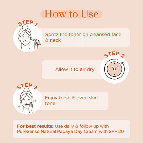 Pure Sense Natural Papaya Face Toner - Rose Water & Kakadu Plum, Rejuvenates, Hydrates Skin, 100 ml  