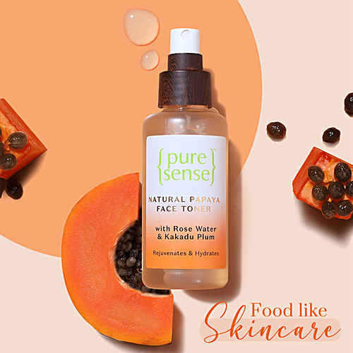 Pure Sense Natural Papaya Face Toner - Rose Water & Kakadu Plum, Rejuvenates, Hydrates Skin, 100 ml  