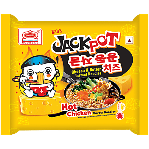 Kab's Jackpot Cheese & Butter Instant Noodles - Hot Chicken, Rich In Calcium, Iron & Vitamins, 100 g Pouch 