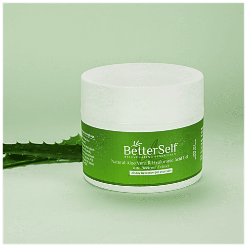 BetterSelf Natural Aloe Vera & Hyaluronic Acid Gel - Beetroot Extract, Hydrates & Nourishes Skin, 200 g