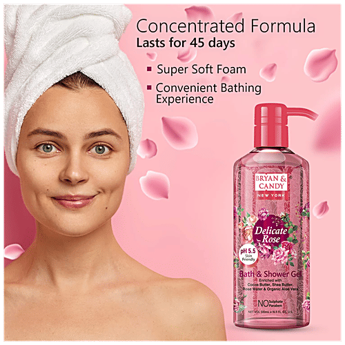 Buy Bryan & Candy Bath & Shower Gel Delicate Rose, pH 5.5, Skin