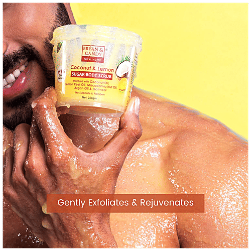 Bryan & Candy  Sugar Body Scrub - Coconut & Lemon, pH 5.5, Skin Friendly, Paraben Free, 250 g  