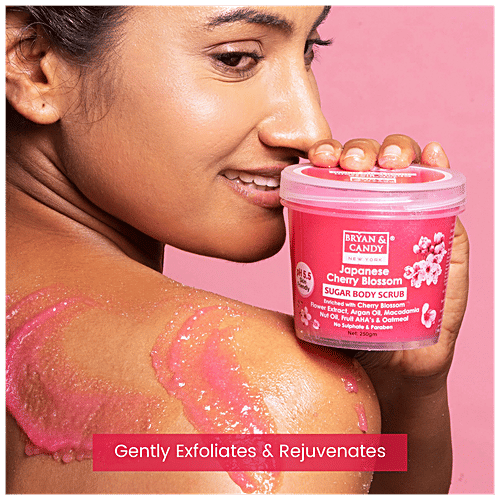 Bryan & Candy  Sugar Body Scrub - Japanese Cherry Blossom, pH 5.5, Skin Friendly, Paraben Free, 250 g  