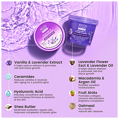 Bryan & Candy  Body Polishing Kit - Lavender & Vanilla Cream, Scrub & Body Butter, For Men & Women, 2 pcs  