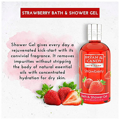 Bryan & Candy  Bath Tub Gift Set - Strawberry, Complete Home Spa Experience, For Men & Women, 4 pcs  