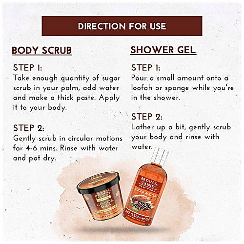 Bryan & Candy Bath Tub Gift Set - Cocoa Shea, Complete Home Spa Experience, For Men & Women, 4 pcs