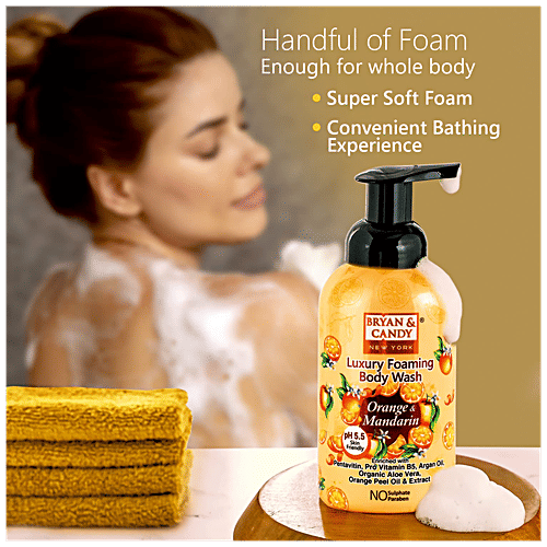 Bryan & Candy  Luxury Foaming Body Wash - Orange & Mandarin, pH 5.5, Skin Friendly, Paraben Free, 400 ml  