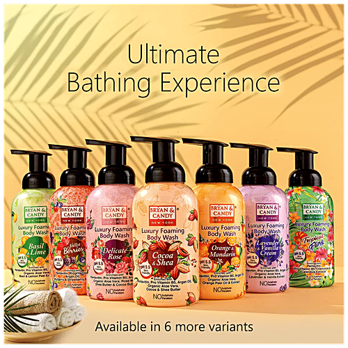 Bryan & Candy Luxury Foaming Body Wash - Basil & Lime, pH 5.5, Skin Friendly, Paraben Free, 400 ml