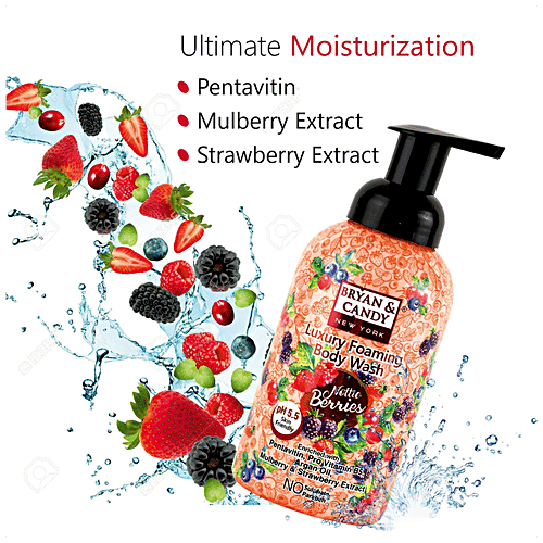 Bryan & Candy Luxury Foaming Body Wash - Nottie Berries, pH 5.5, Skin Friendly, Paraben Free, 400 ml