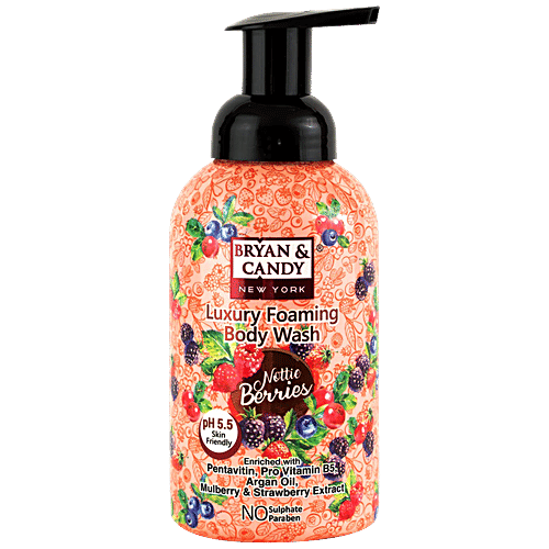 Bryan & Candy Luxury Foaming Body Wash - Nottie Berries, pH 5.5, Skin Friendly, Paraben Free, 400 ml