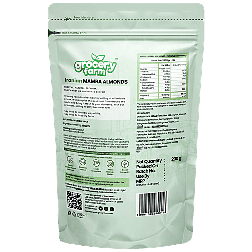 Grocery Farm Iranian Mamra Almonds - Premium & Hand Picked, Natural, 200 g  