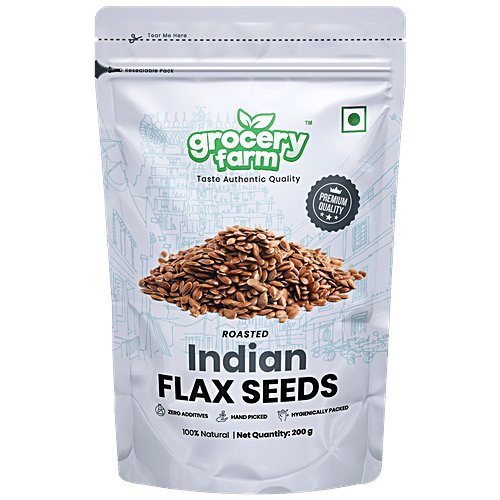Grocery Farm Indian Roasted Flax Seeds - Premium & Hand Picked, Natural, 200 g